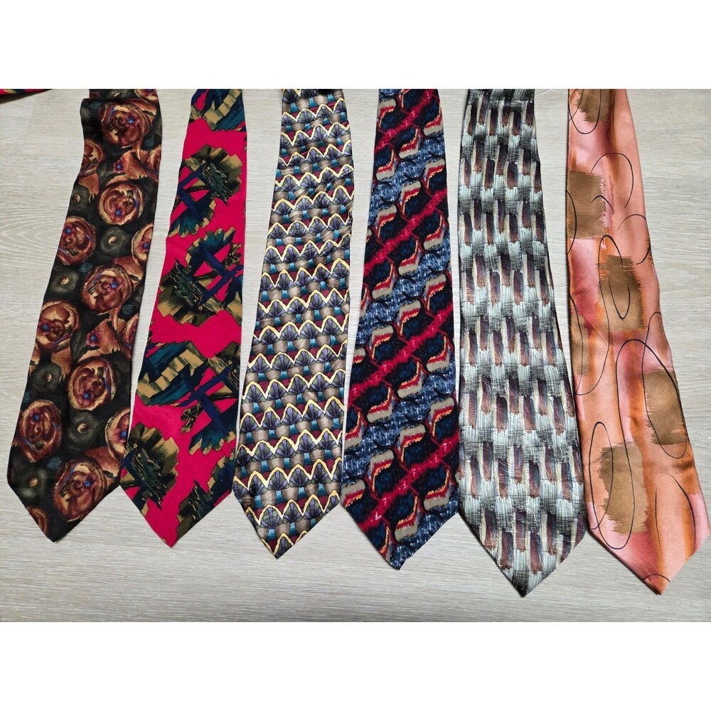 Lot of 6 J. Garcia 100% Silk Abstract Art Ties w/ Extra Long & Limited Edition